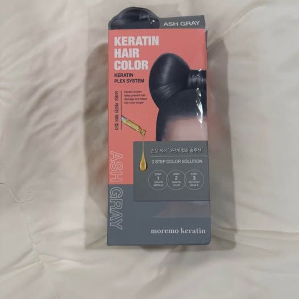 2X Boxes Korean Hair Dye - Moremo Keratin Hair Color DyeSet, Ash Gray